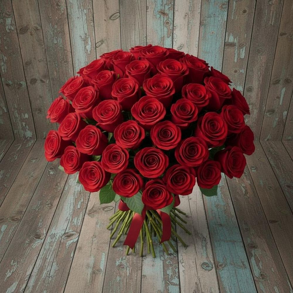 Букет 55 Красных роз Фридом в Красном Балтийце