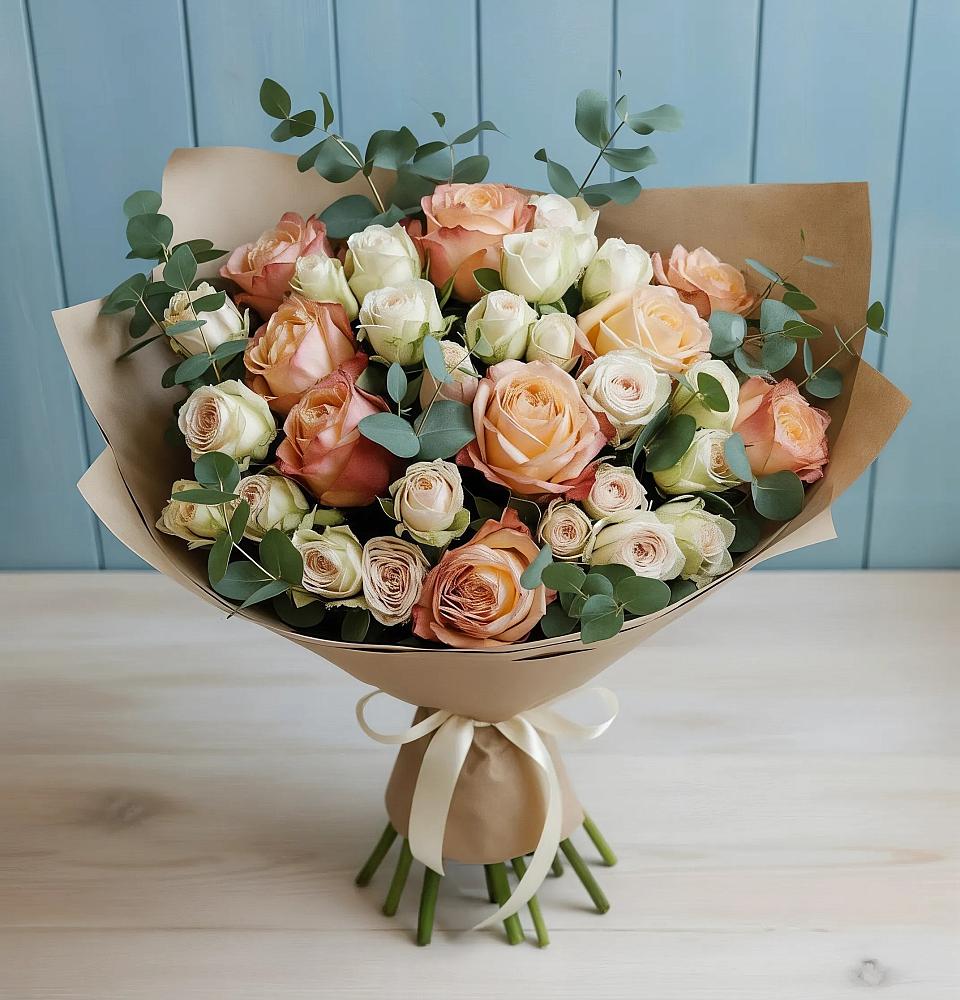 Букет цветов из: Альстромерии и Розы в Красном Балтийце