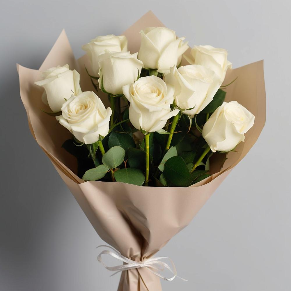 Букет 9 Белых роз Эдлесс Лав в Красном Балтийце