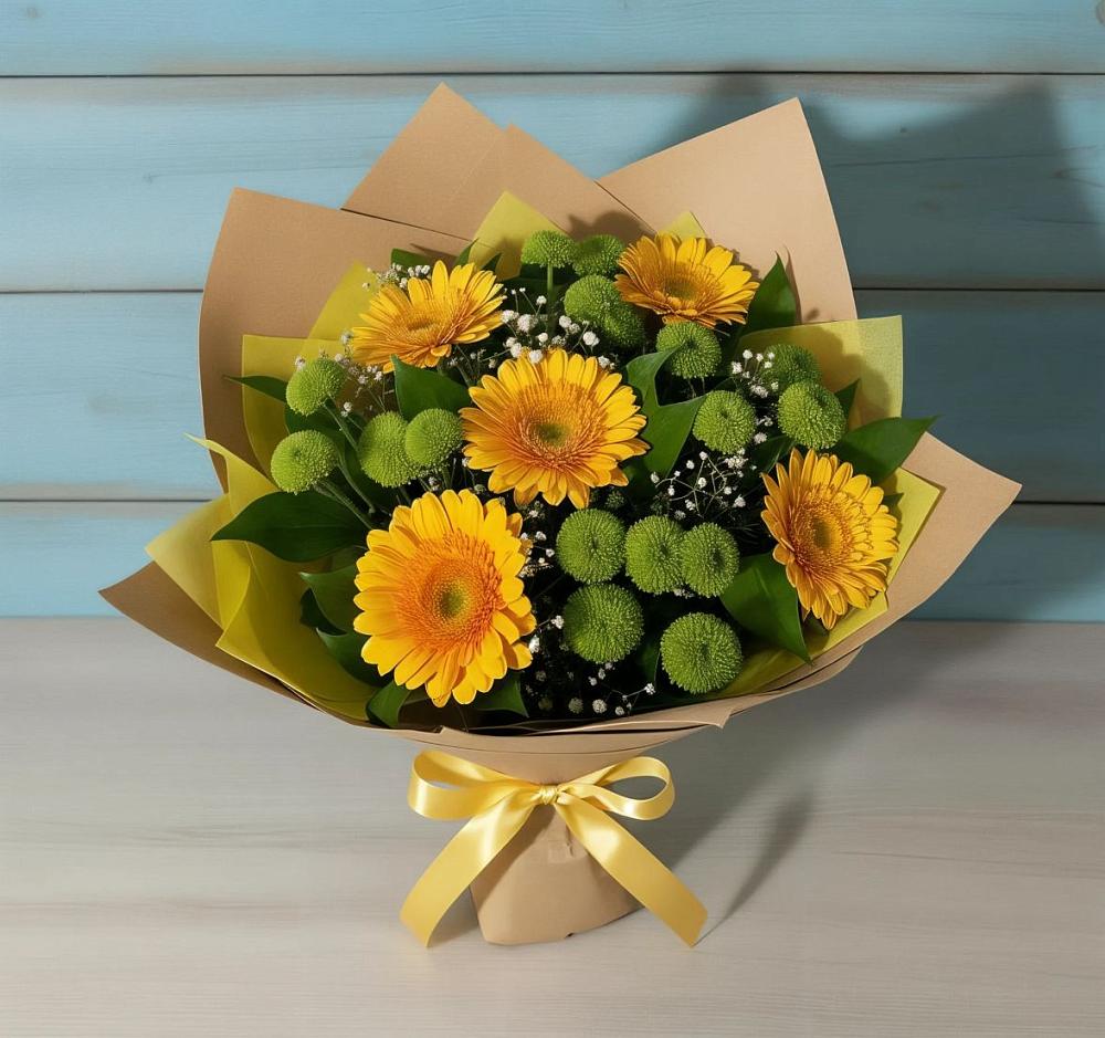Букет цветов из: Герберы и Хризантемы в Красном Балтийце