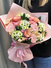 Букет нежные объятья в Красном Балтийце Букет цветов из: Гвоздики, Розы и Хризантемы в Красном Балтийце