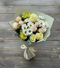 Букет цветов из:  Альстромерии, Розы и Хризантемы #REPLACE_PRED# Красном Балтийце