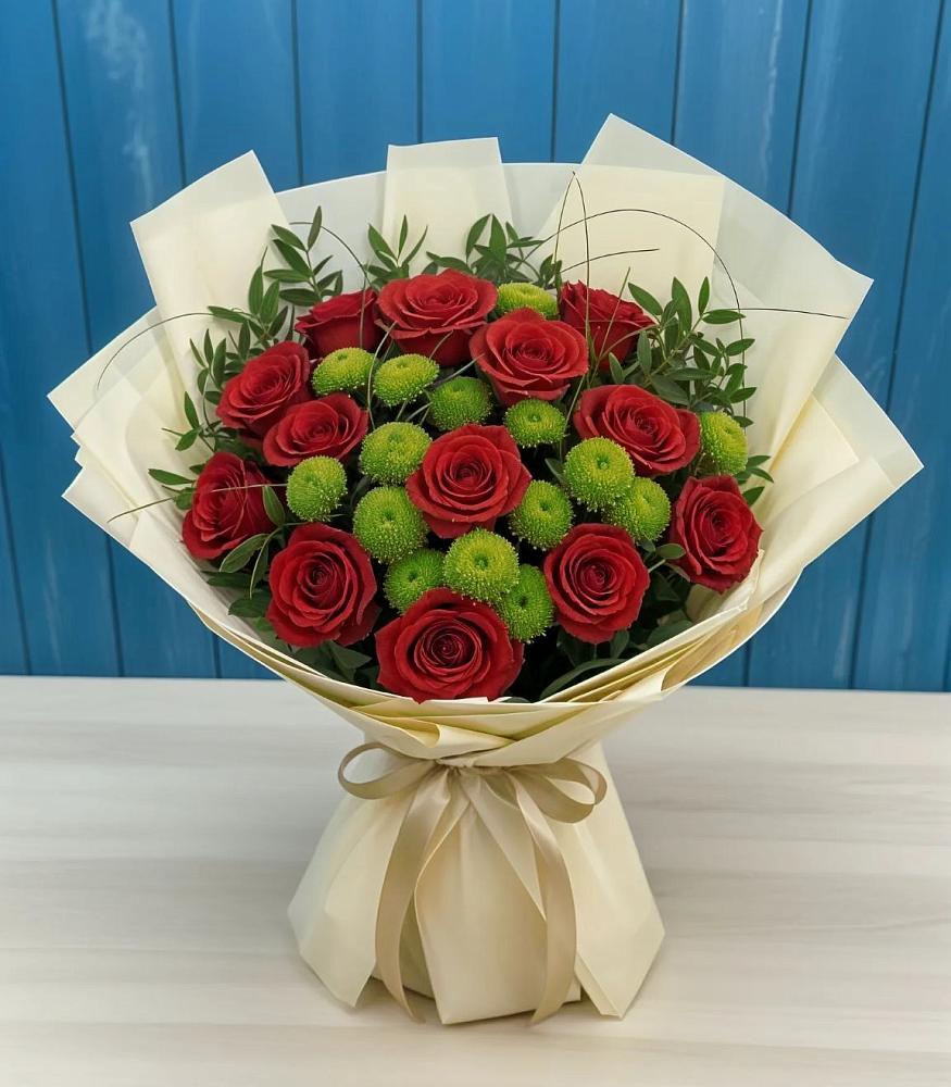 Букет цветов из: Розы и Хризантемы в Красном Балтийце