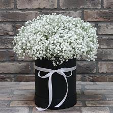 Цветочная композиция из Гипсофила в шляпной коробке в Красном Балтийце